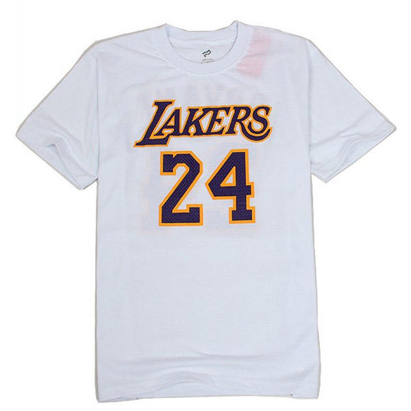 Men's  Los Angeles Lakers #24 Kobe Bryant White T-shirt